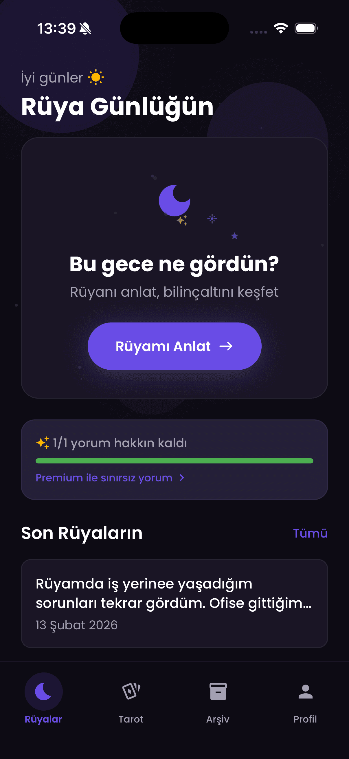 Rüya Ana Ekranı
